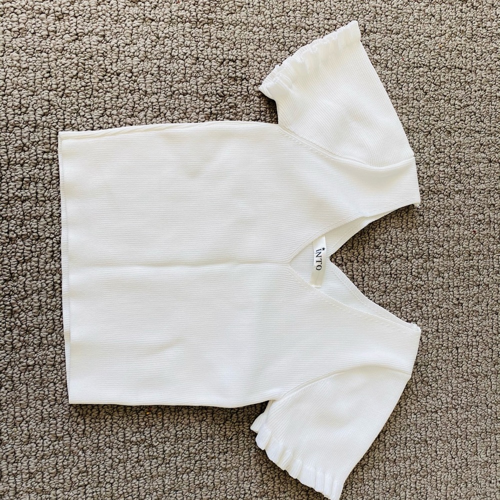 White Crop Top Shirt - Picture 6 of 6